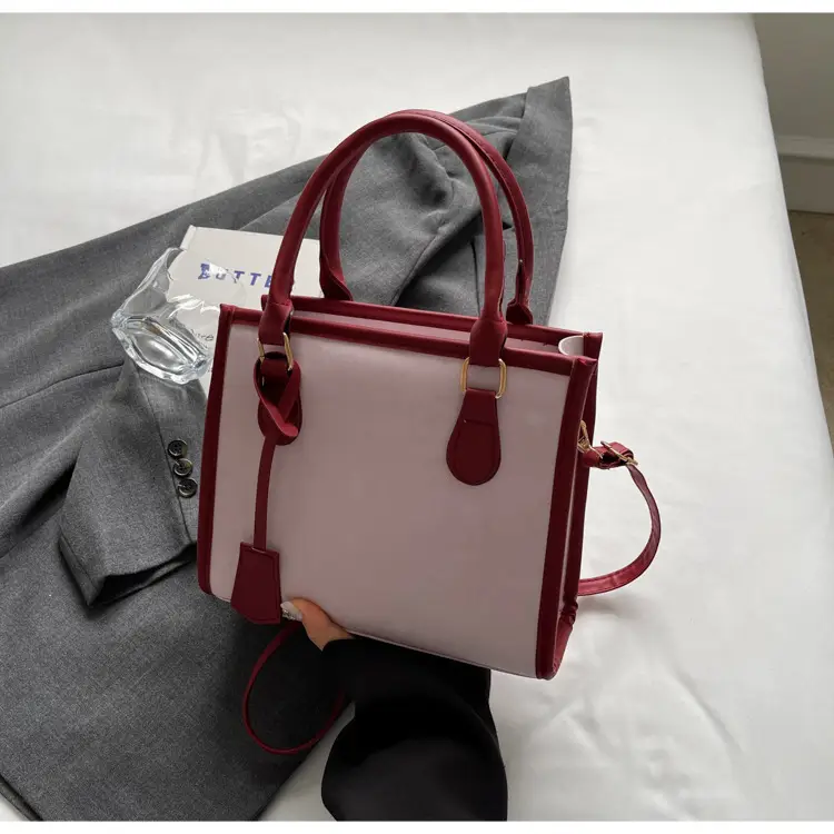 Women's Black White Contrast Shoulder Tote Bag 2024 β feature 25