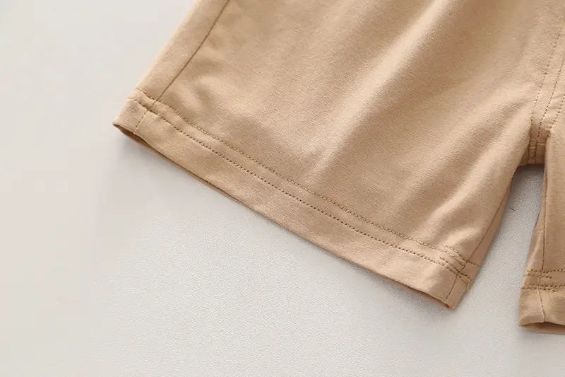 Boy Bear Print Summer Shorts Suit Beige Brown — feature 12