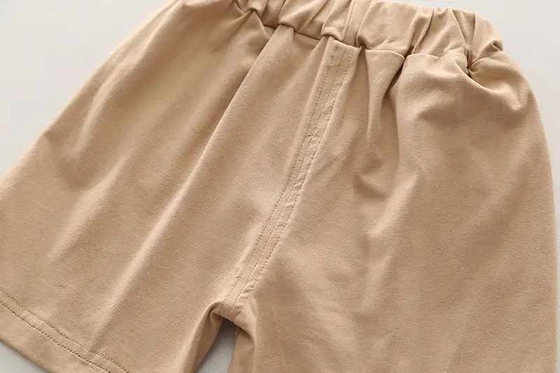 Boy Bear Print Summer Shorts Suit Beige Brown — feature 14