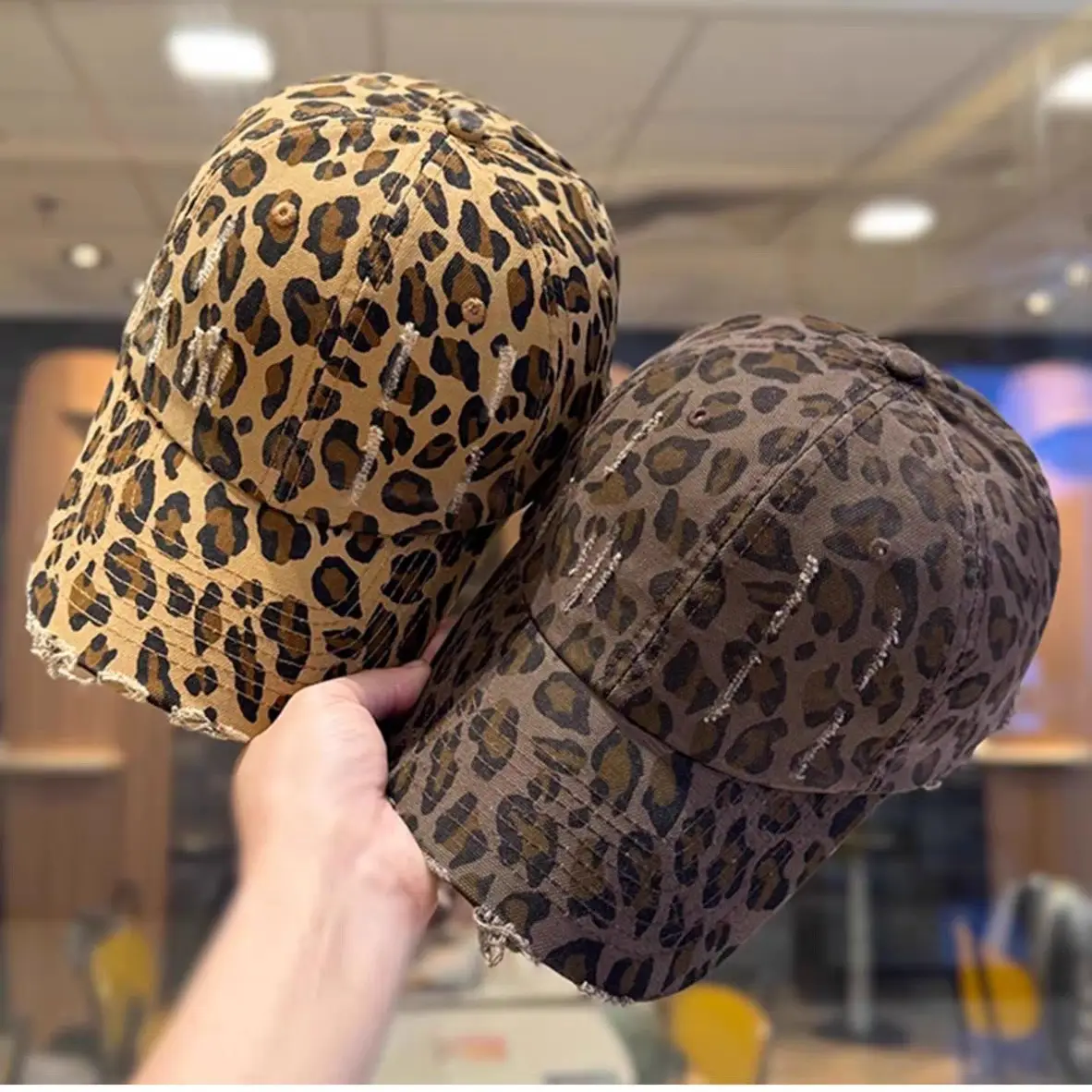 Leopard Print Sunscreen Cap Women Ruffed Soft All Match - Image 3