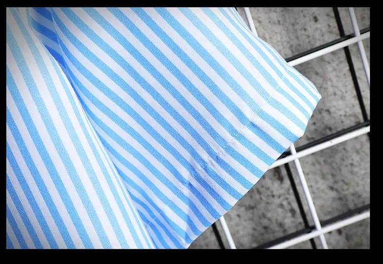 Men Blue Striped Slim Fit Shirt with Red Graphic — feature 27