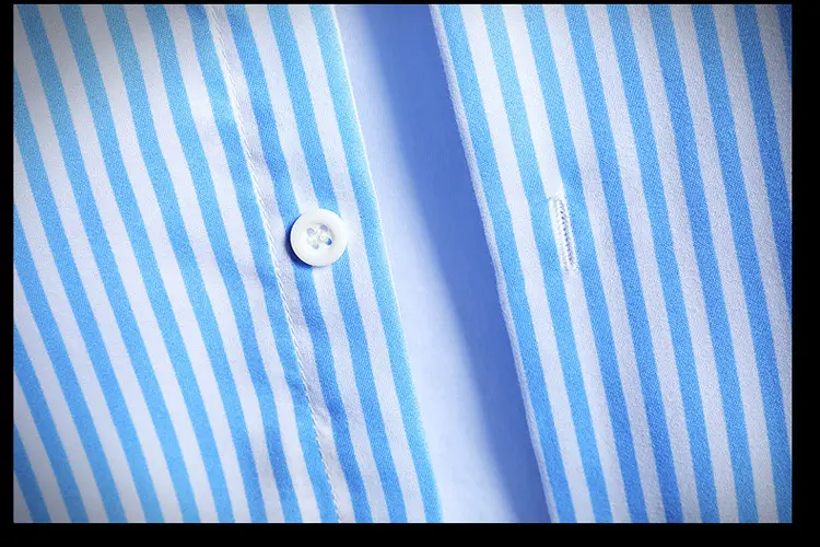 Men Blue Striped Slim Fit Shirt with Red Graphic — feature 28