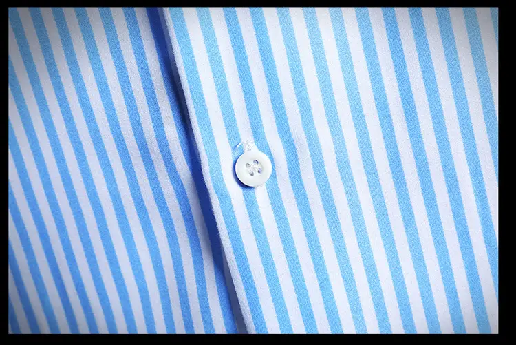 Men Blue Striped Slim Fit Shirt with Red Graphic — feature 29