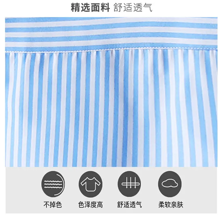 Men Blue Striped Slim Fit Shirt with Red Graphic — feature 3