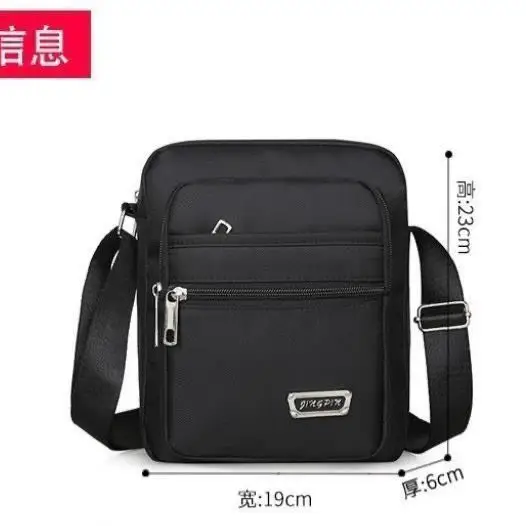 Men's Oxford Cloth Messenger Bag Green 4-Zone Pocket - Image 10