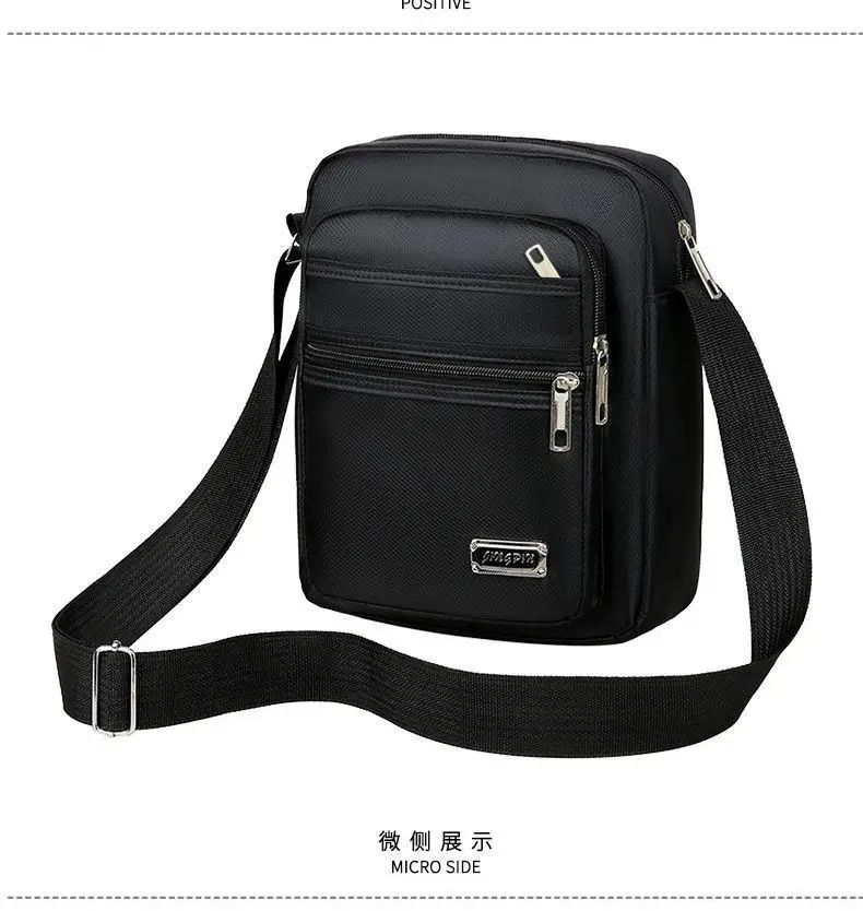 Men's Oxford Cloth Messenger Bag Green 4-Zone Pocket — feature 26