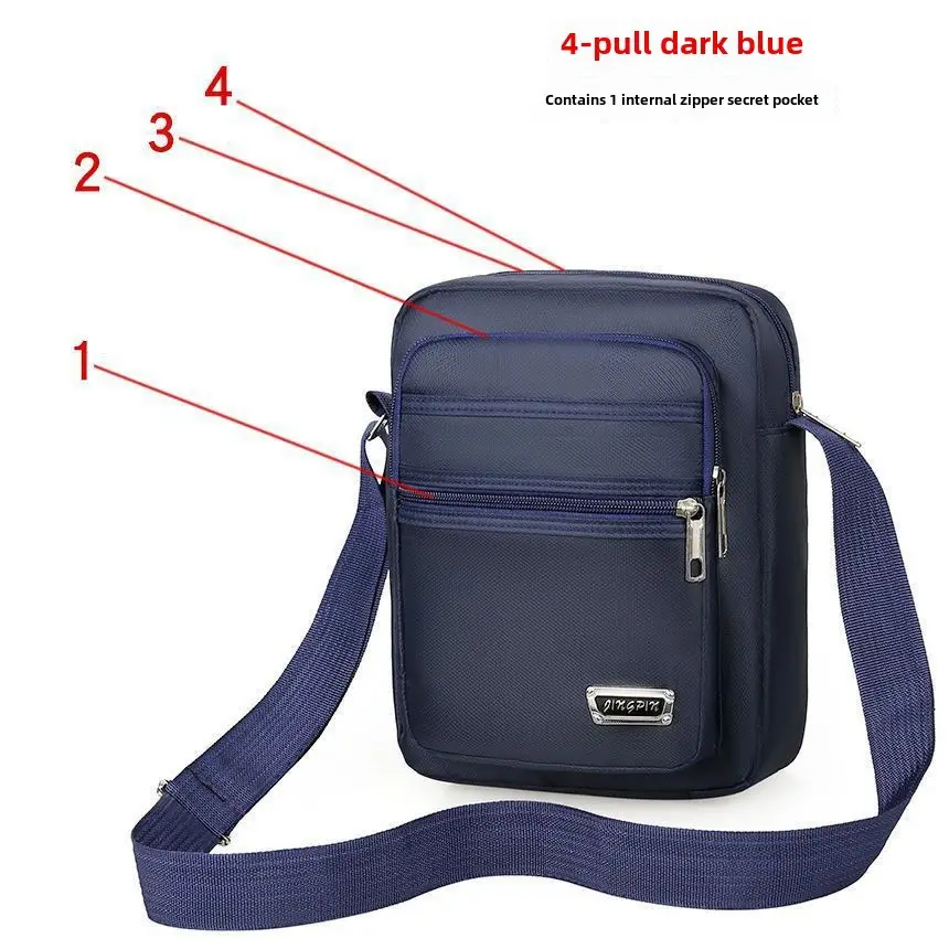 Men's Oxford Cloth Messenger Bag Green 4-Zone Pocket - Image 2