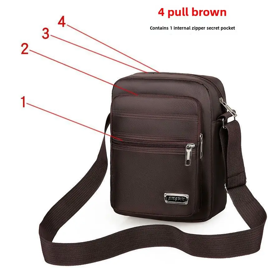 Men's Oxford Cloth Messenger Bag Green 4-Zone Pocket - Image 8