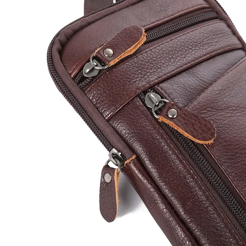 Men's Brown Cowhide Multi-Functional Phone Bag Belt - Image 6