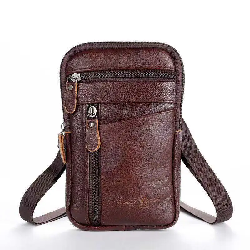 Men's Brown Cowhide Multi-Functional Phone Bag Belt - Image 2
