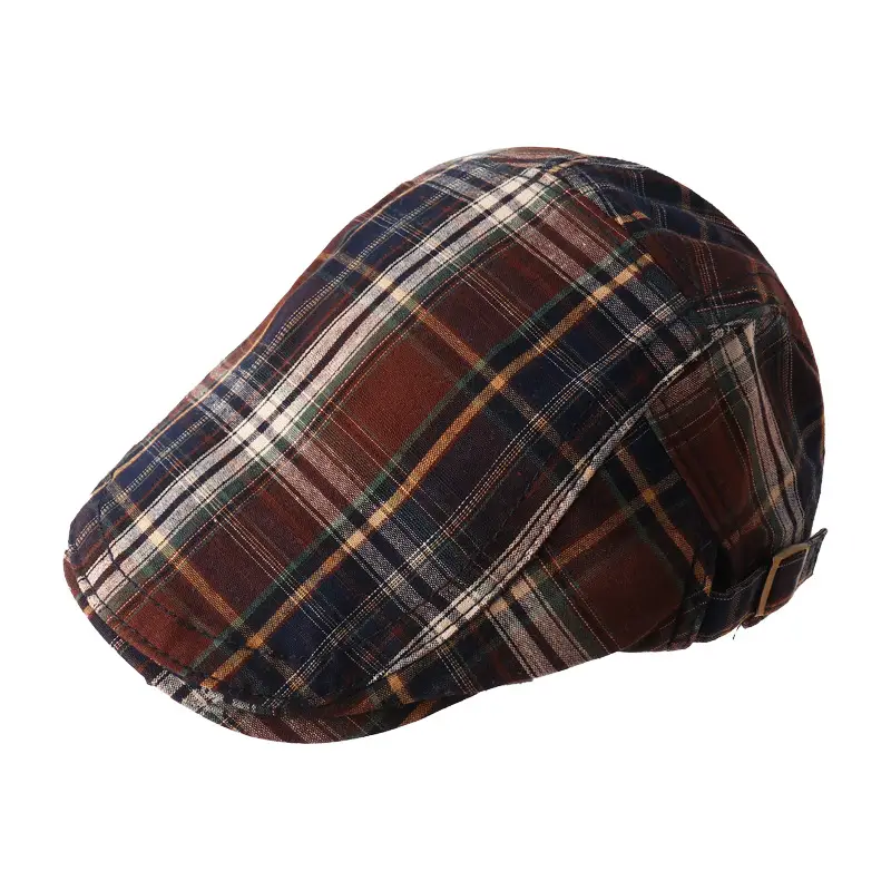Women Plaid Progressive Hat Summer Retro Artistic Painter's Hat - Image 9