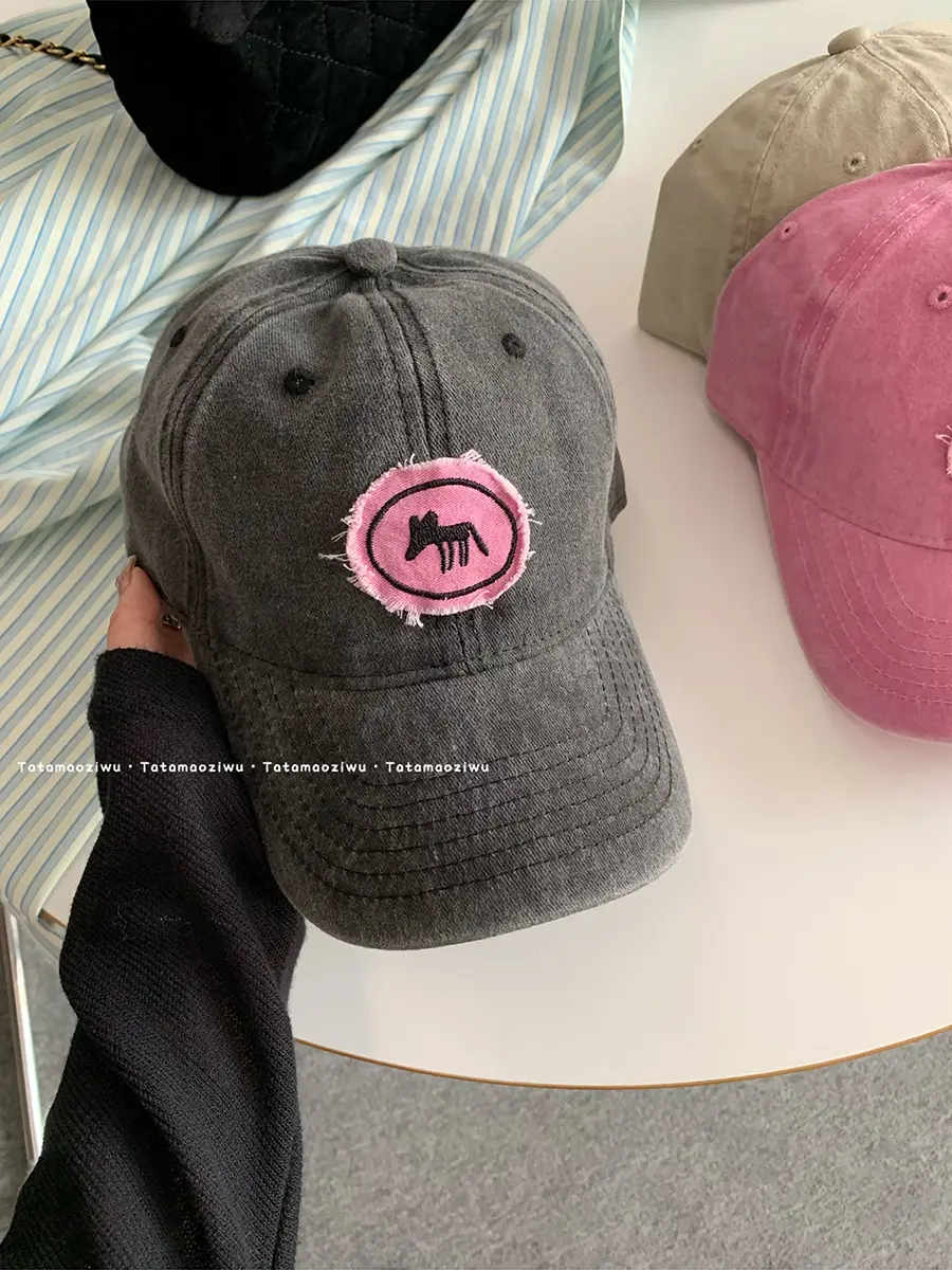 Women Cartoon Fox Baseball Caps 2024 Pink Beige - Image 2