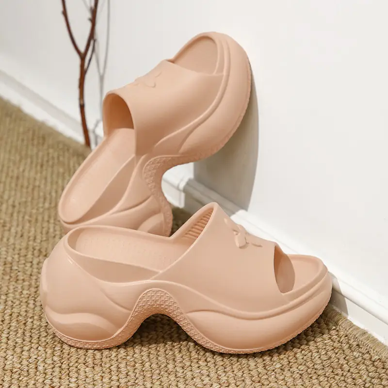 Women Black Thick Heel Slippers Summer 2024 - Image 7