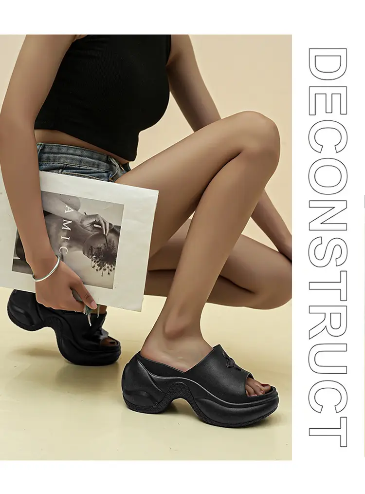 Women Black Thick Heel Slippers Summer 2024 — feature 16