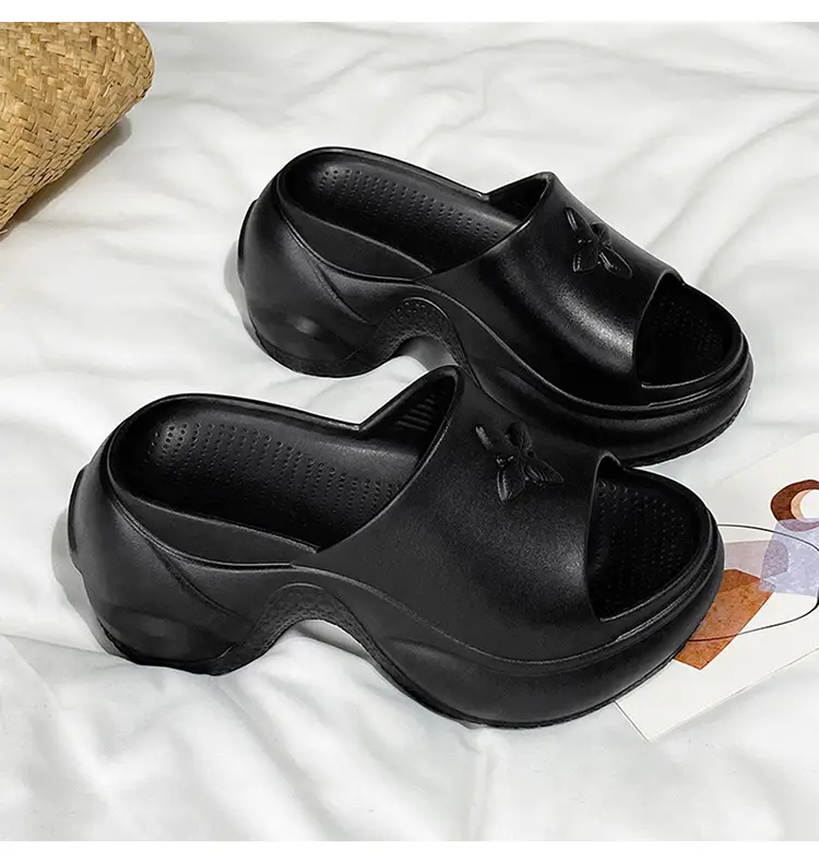Women Black Thick Heel Slippers Summer 2024 — feature 23
