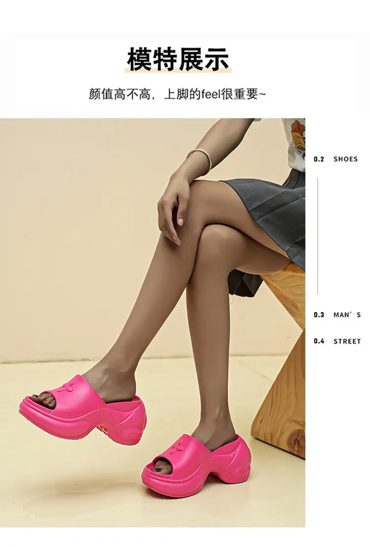 Women Black Thick Heel Slippers Summer 2024 — feature 9