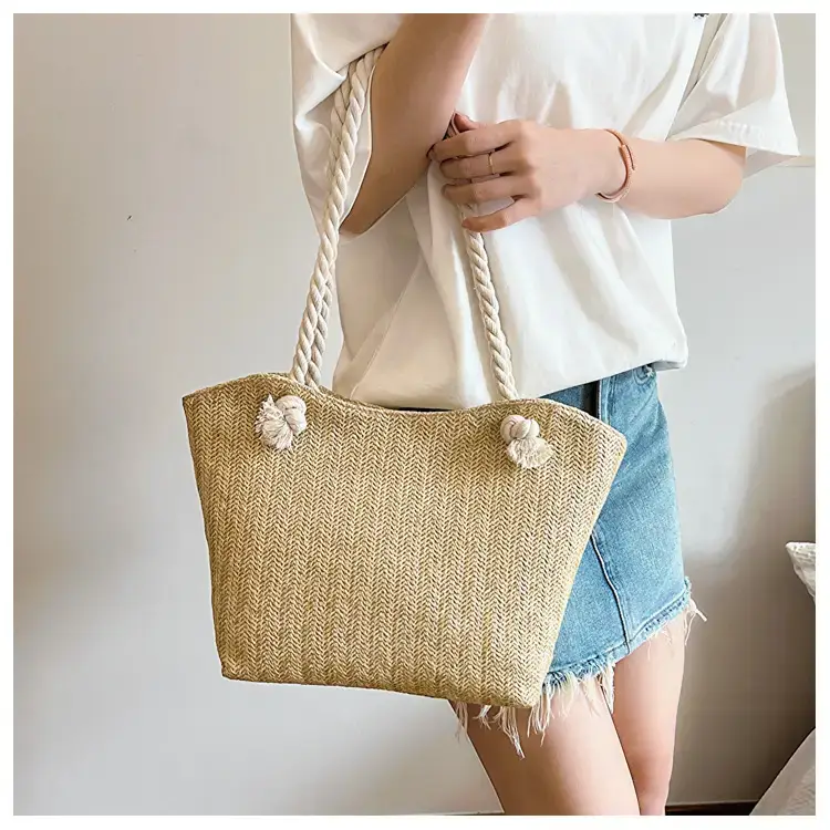Straw Tote Bag Large Capacity Women Shoulder Tote — feature 25