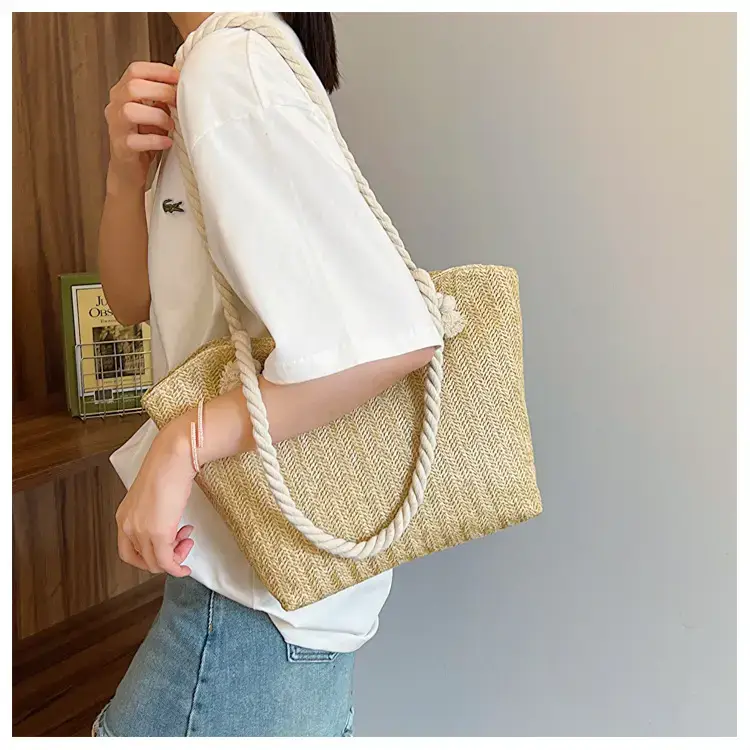 Straw Tote Bag Large Capacity Women Shoulder Tote — feature 26