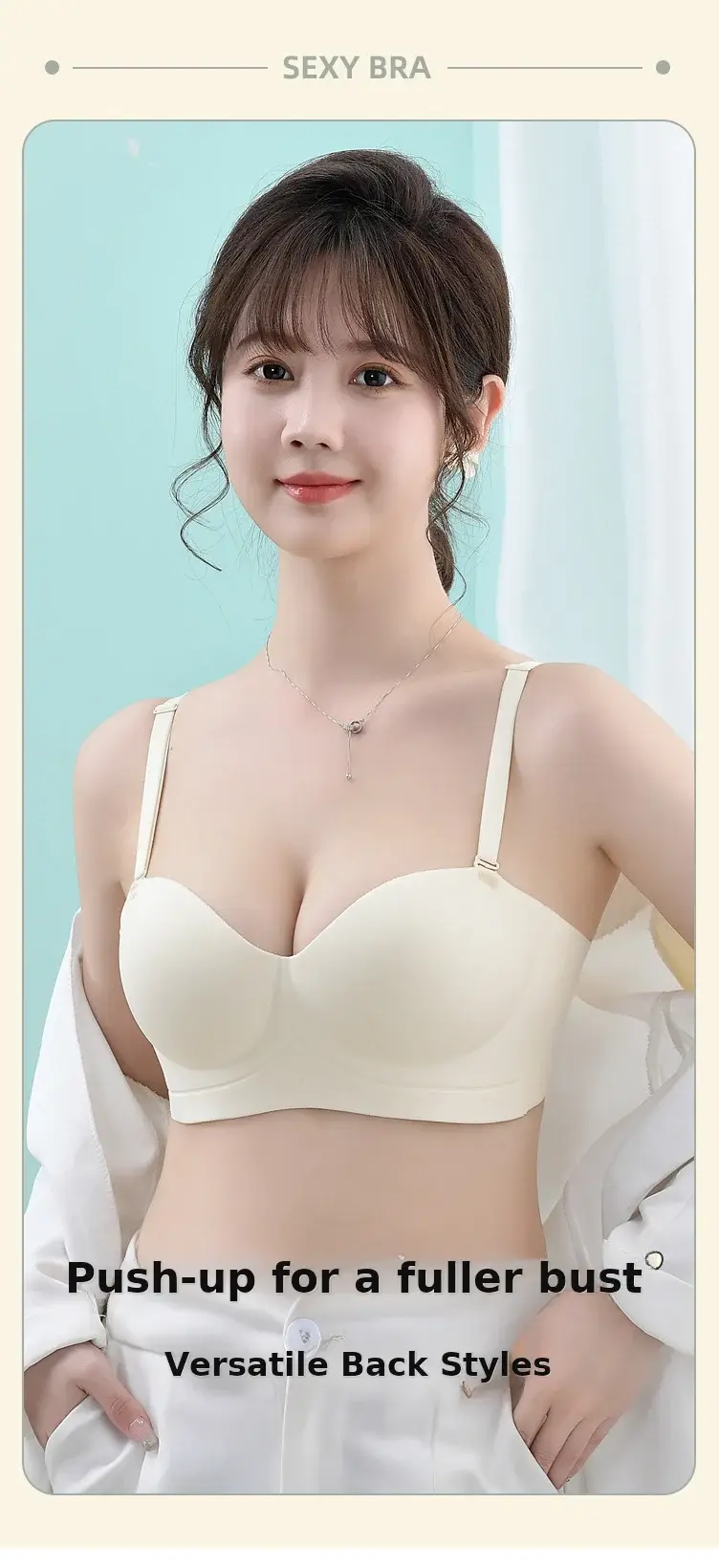 Black Traceless Detachable Strap Bra for Women — feature 1