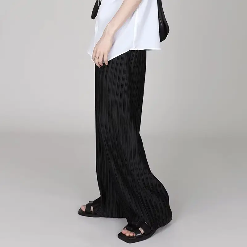 Men's Dark Blue Pleated Wide Leg Pants Loose Fit — feature 13