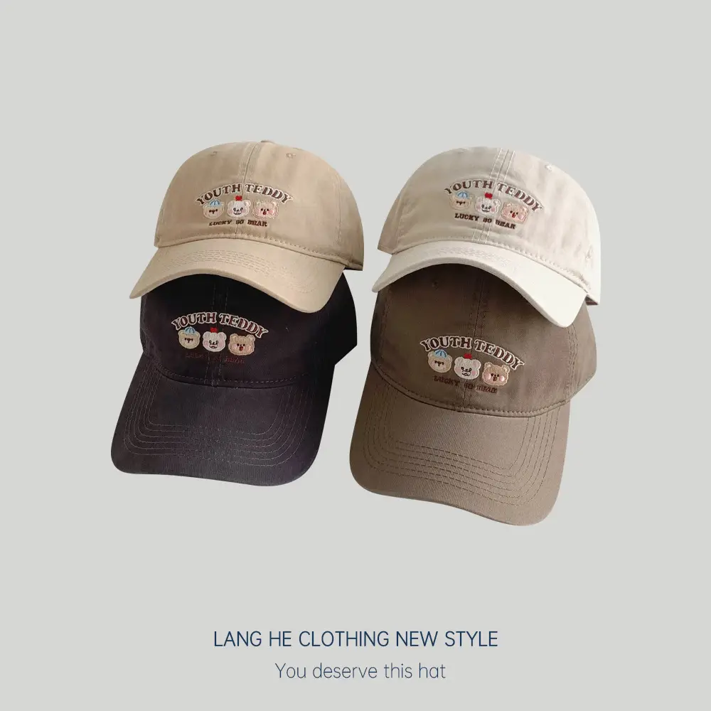 Men Embroidered Bear Cap Washable Summer Hat - Image 13