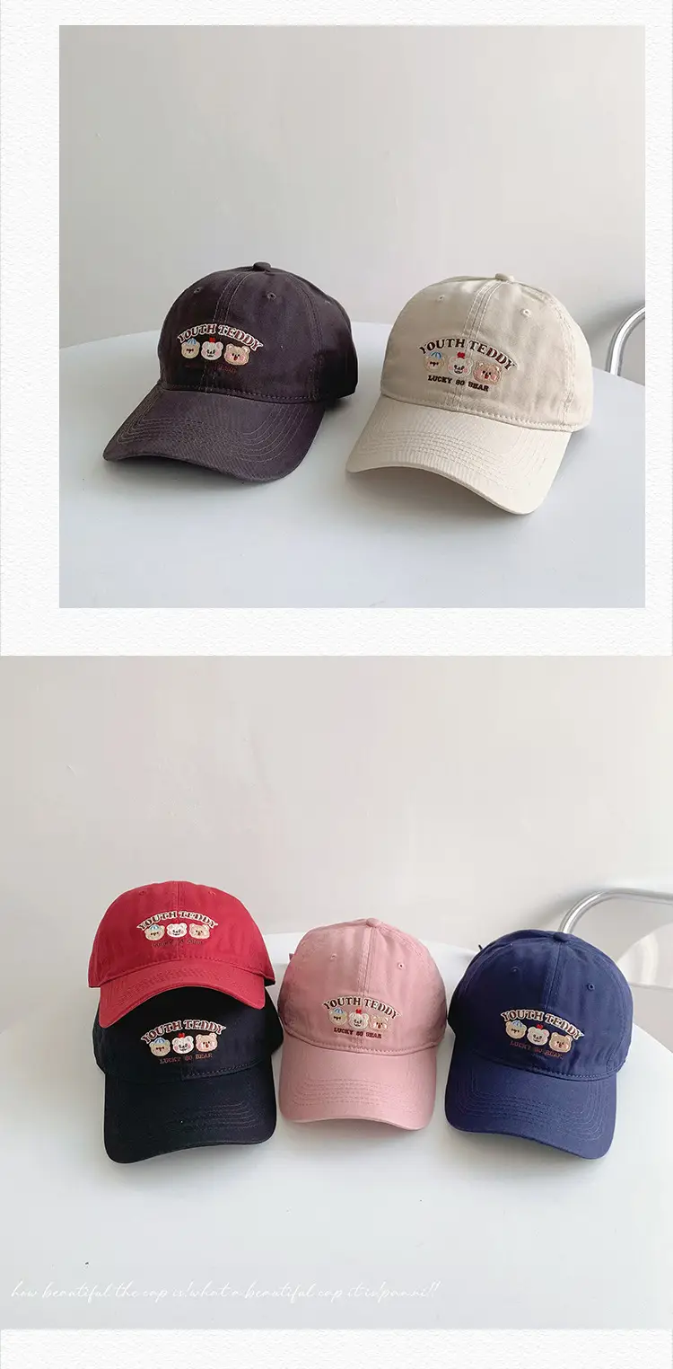Men Embroidered Bear Cap Washable Summer Hat — feature 26