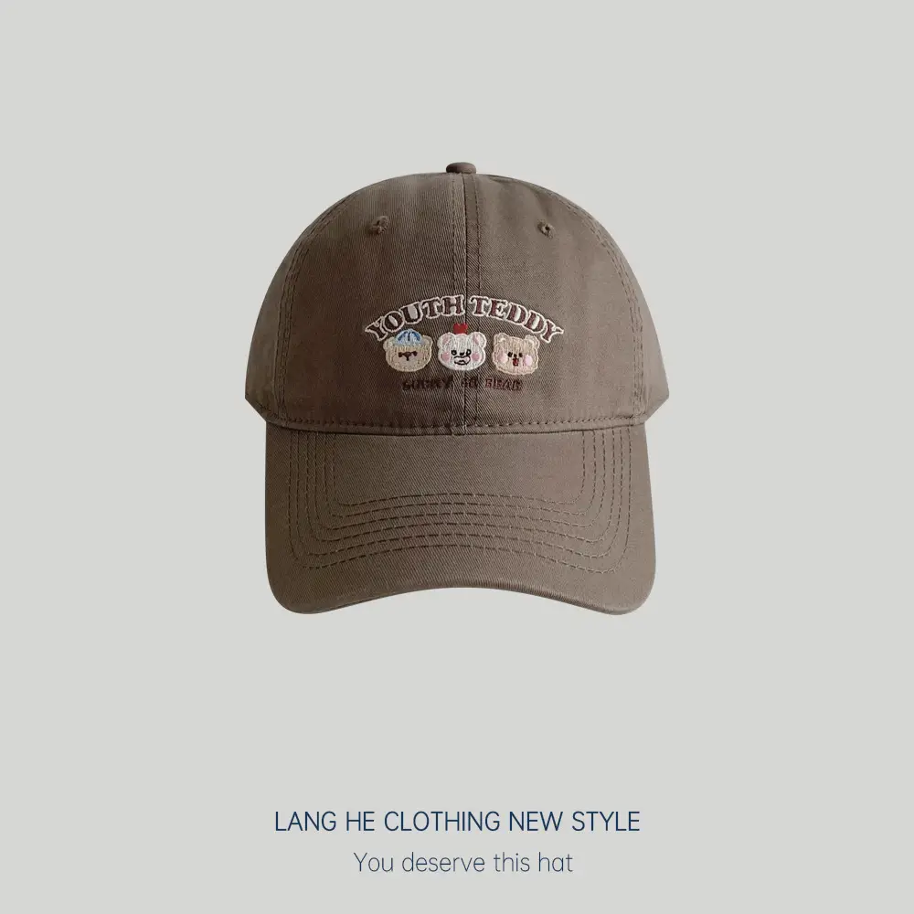 Men Embroidered Bear Cap Washable Summer Hat - Image 10