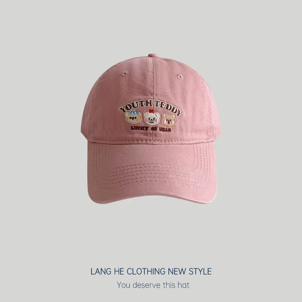 Men Embroidered Bear Cap Washable Summer Hat - Image 2