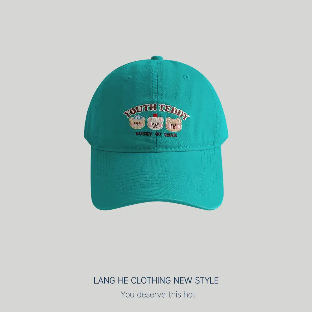 Men Embroidered Bear Cap Washable Summer Hat - Image 4