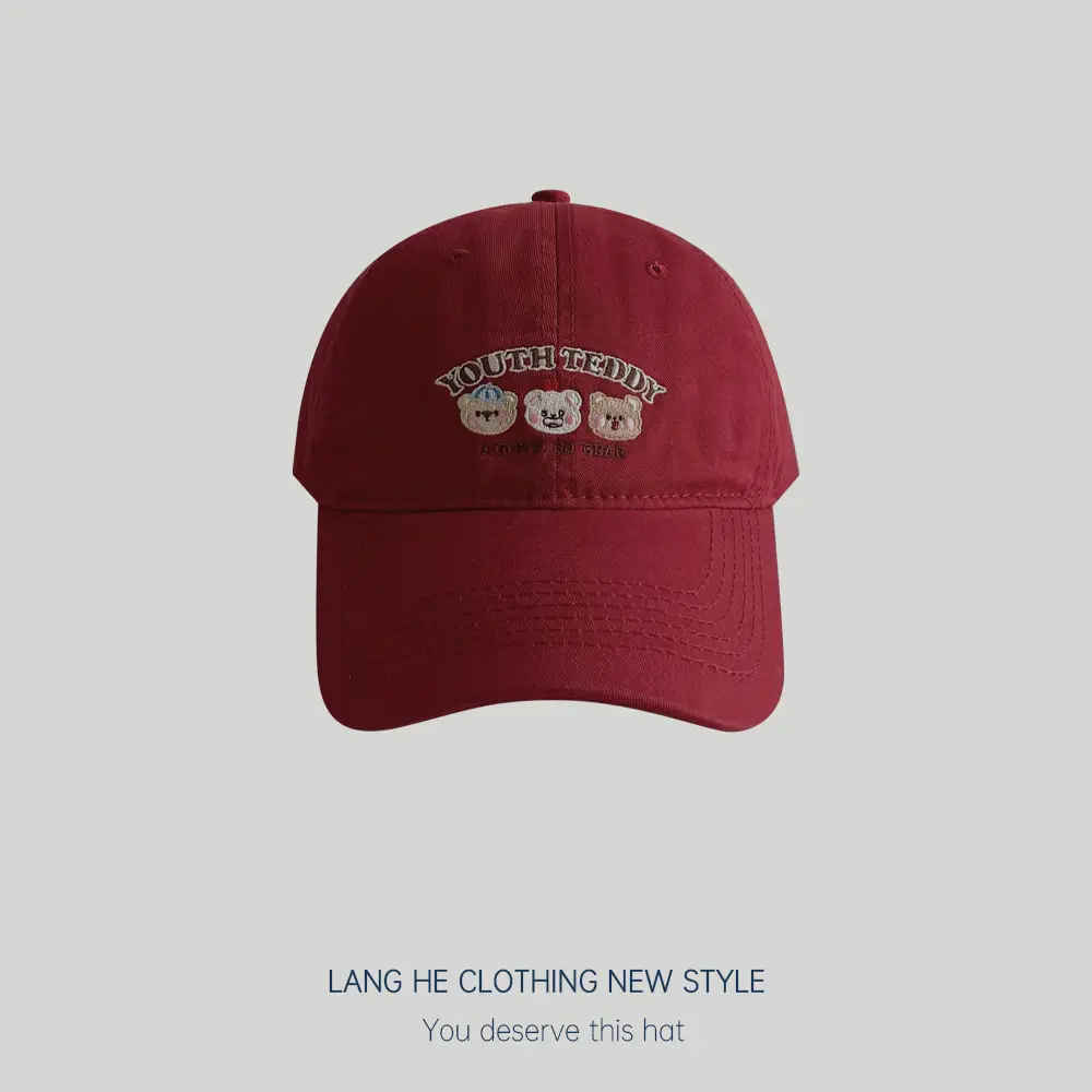 Men Embroidered Bear Cap Washable Summer Hat - Image 5