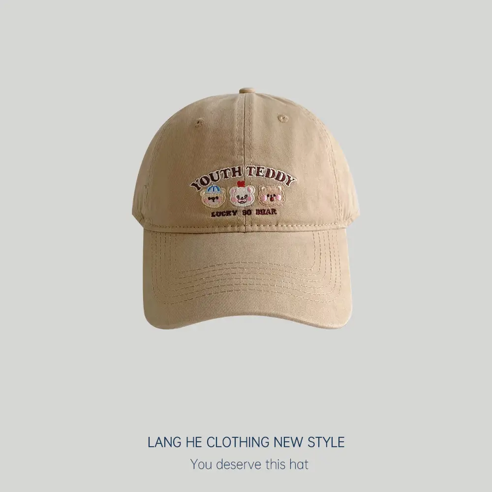 Men Embroidered Bear Cap Washable Summer Hat - Image 6