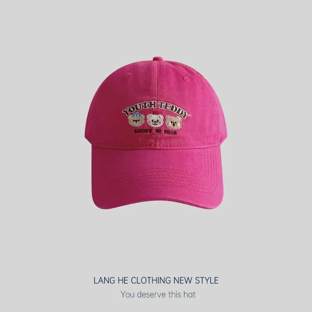 Men Embroidered Bear Cap Washable Summer Hat - Image 7