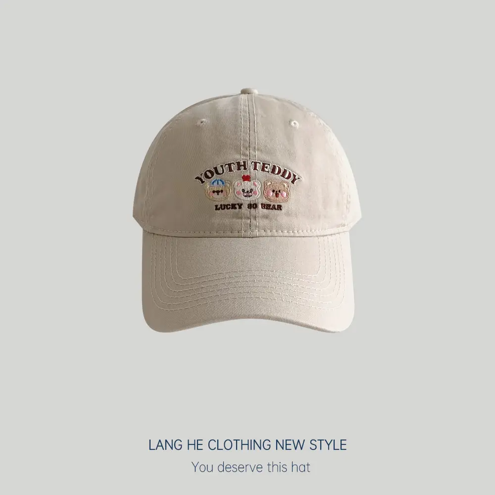 Men Embroidered Bear Cap Washable Summer Hat - Image 8