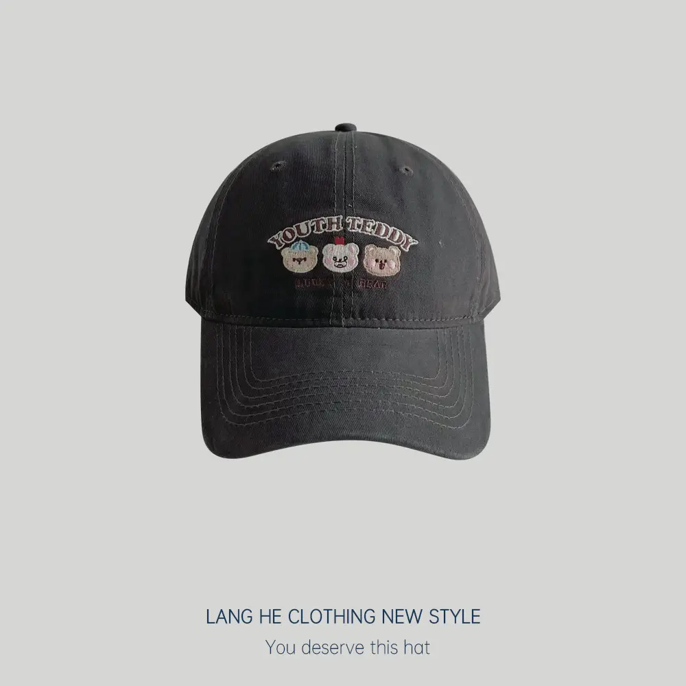Men Embroidered Bear Cap Washable Summer Hat - Image 9
