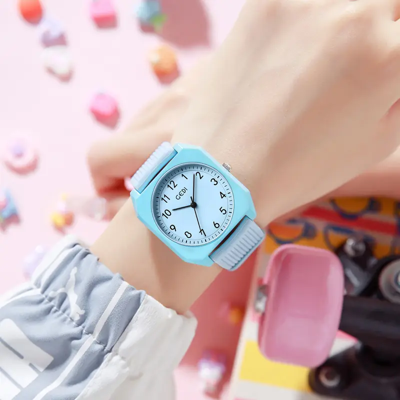 Pink Japanese Style Small Square Watch with Quartz Movement