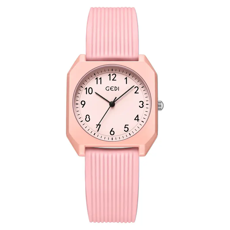 Pink Japanese Style Small Square Watch with Quartz Movement