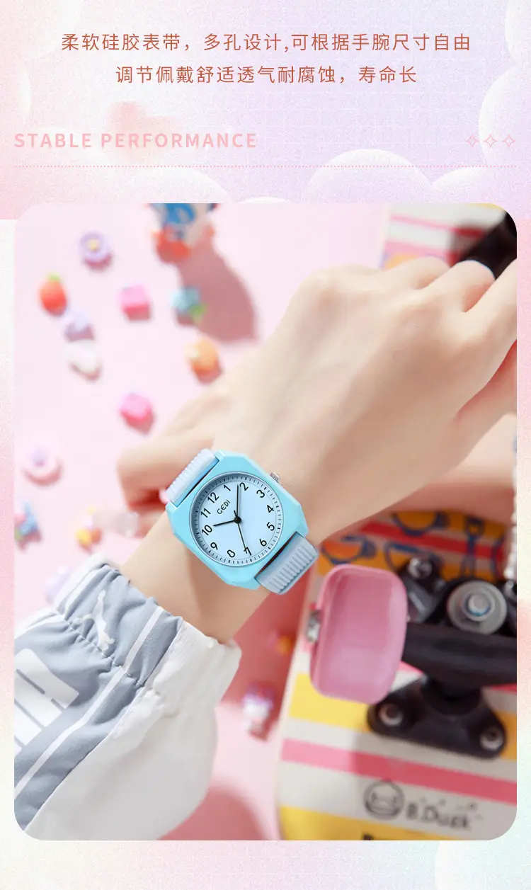 Pink Japanese Style Small Square Watch with Quartz Movement — feature 9