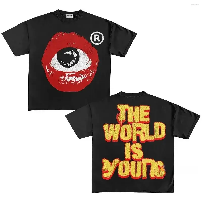 Men Y2K Gothic Print T-Shirt White Black - Image 14