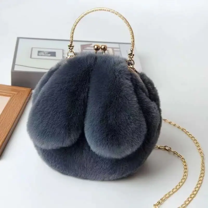 Plush Rabbit Ears Chain Bag for Women - Image 3