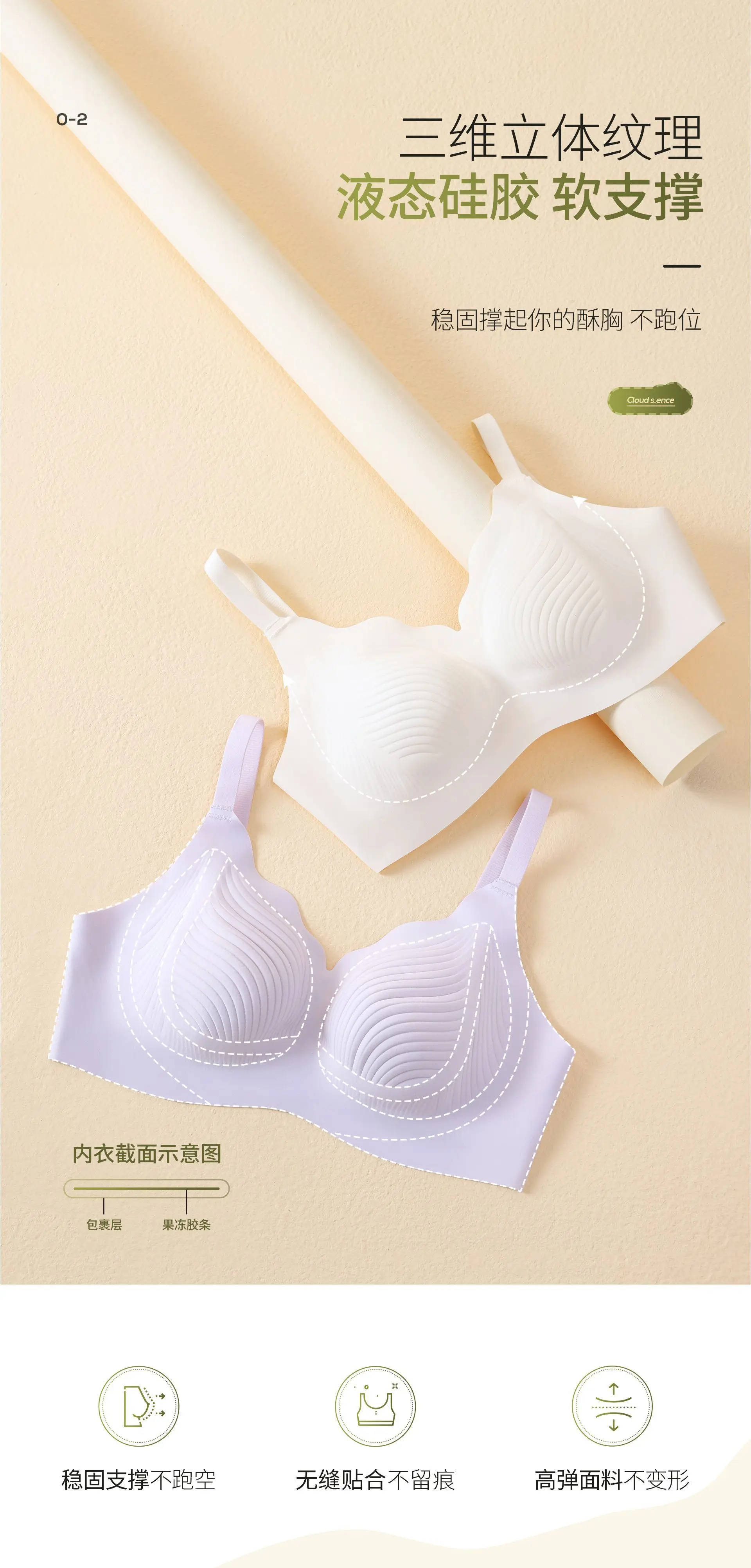 Cool Sense Lightweight Jelly Glue Bra White — feature 4