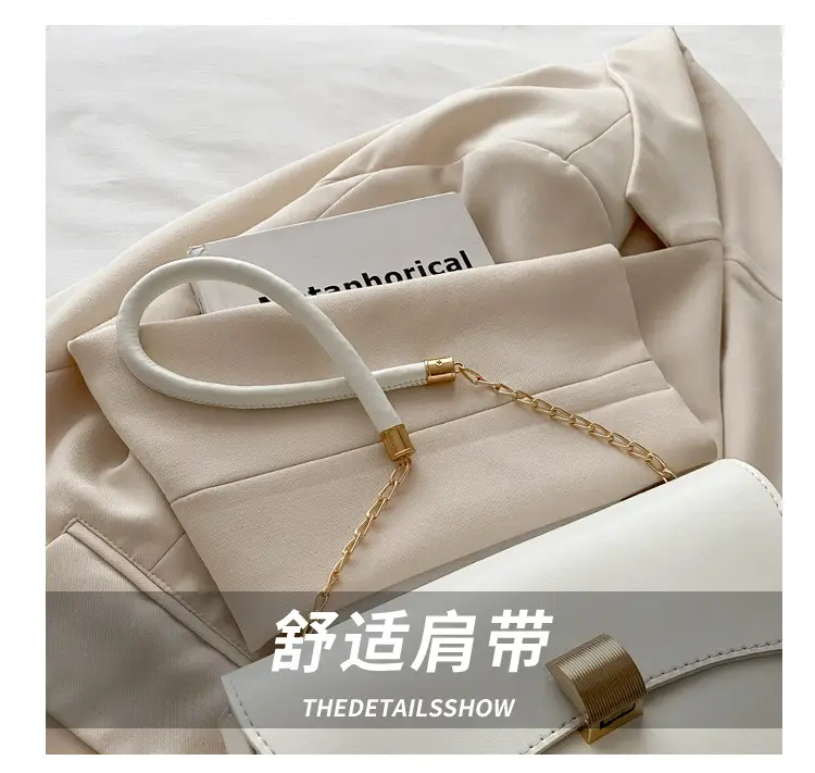 Women's Tan Leather Shoulder Bag with Chain Strap — feature 5