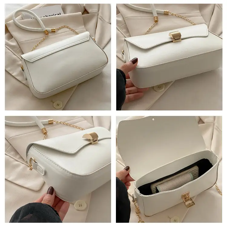 Women's Tan Leather Shoulder Bag with Chain Strap — feature 8