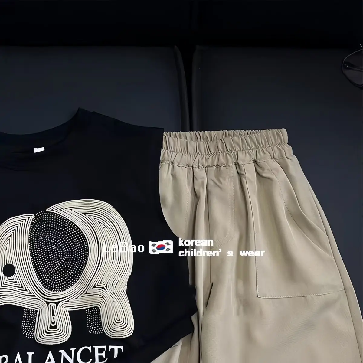 Boys Cotton Sleeveless Elephant T-Shirt Black — feature 3