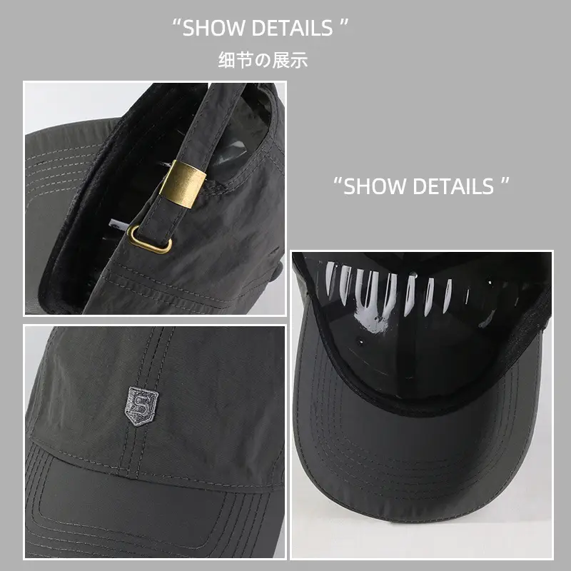 Men's Outdoor Letter Baseball Cap Gray Showface Small - Image 8