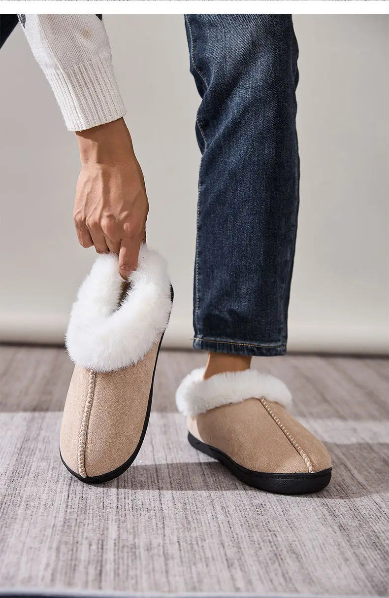 Cross-Border Autumn and Winter Velvet Cotton Slippers for Women, Home Thick-Soled Cotton Slippers for Men, Warm Bags and Furry Slippers Wholesale — feature 16