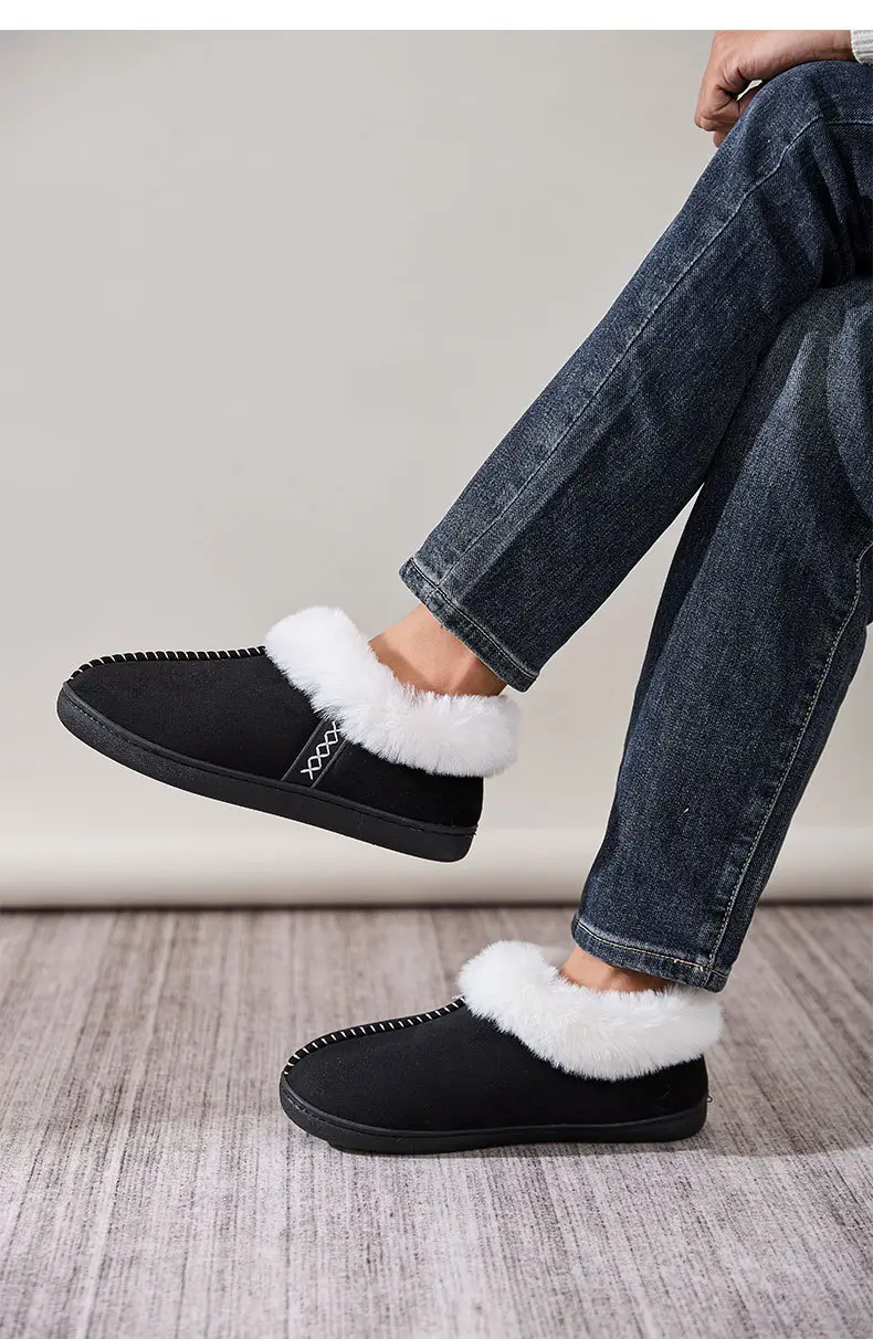 Cross-Border Autumn and Winter Velvet Cotton Slippers for Women, Home Thick-Soled Cotton Slippers for Men, Warm Bags and Furry Slippers Wholesale — feature 18