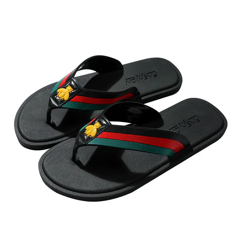Men's Korean Style Flip Flops Black Red Green 2024 - Image 11