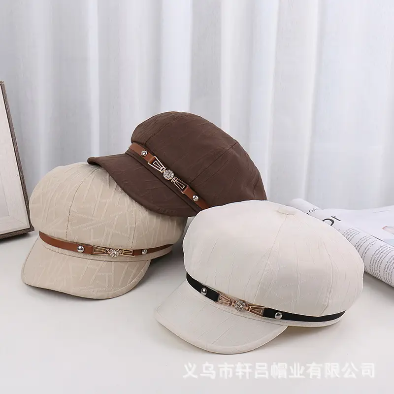 Women's Brown Japanese Hat with Embroidered Band - Image 7