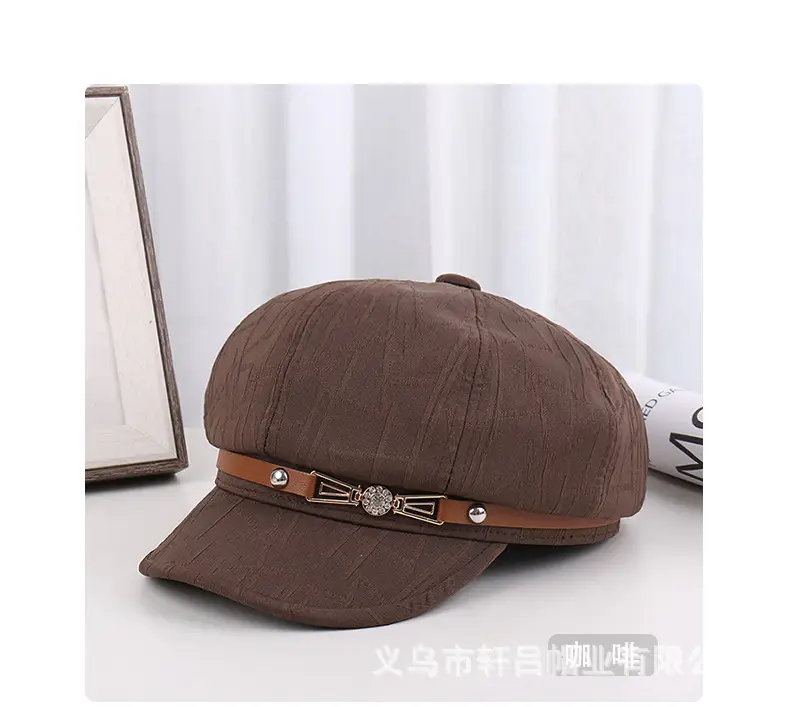 Women's Brown Japanese Hat with Embroidered Band — feature 18