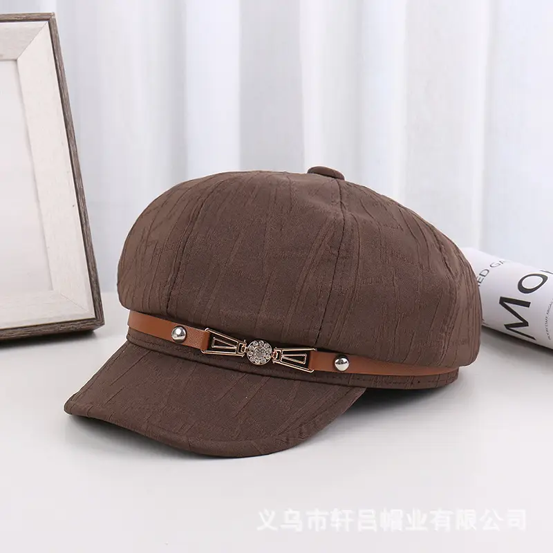 Women's Brown Japanese Hat with Embroidered Band - Image 2